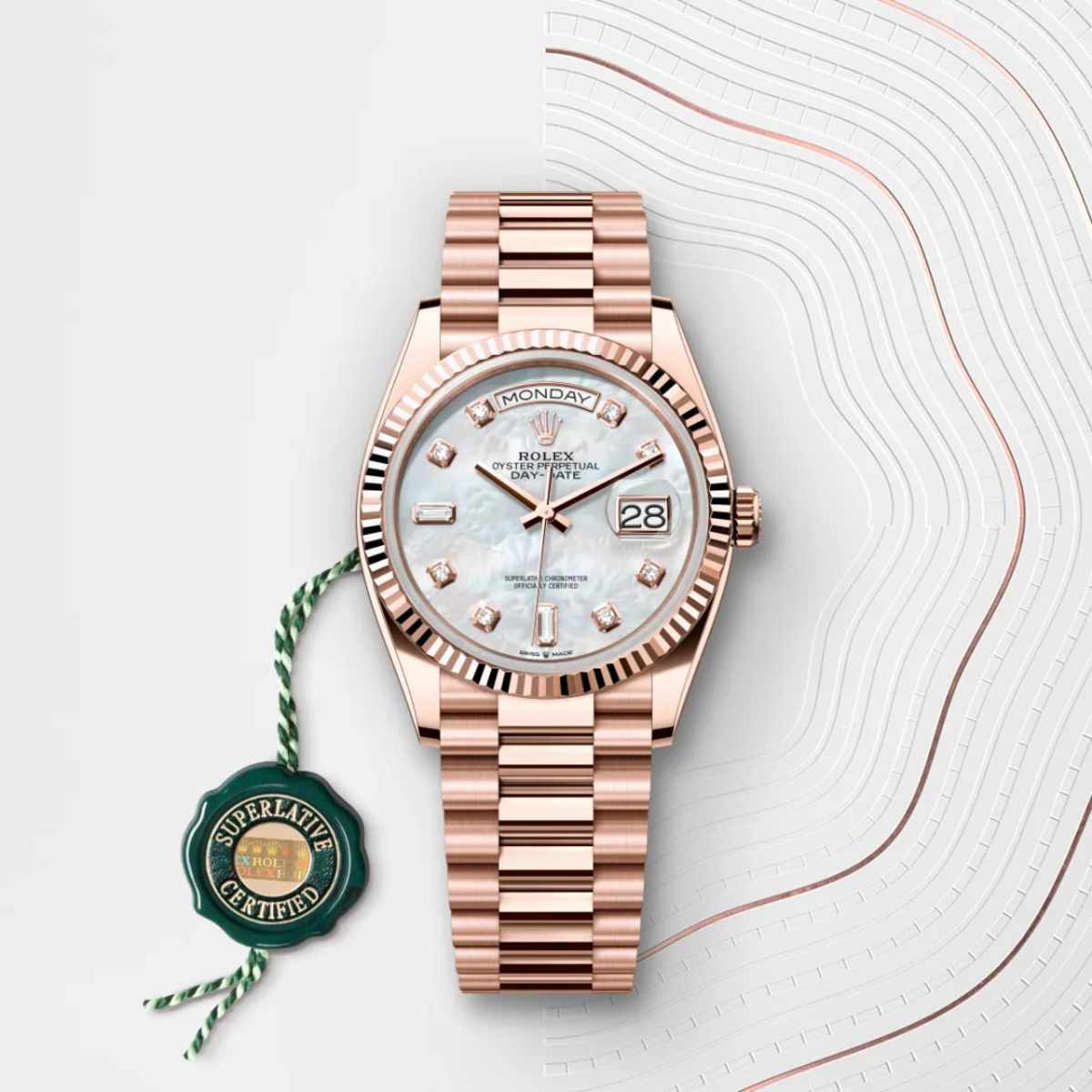 Rolex Day-Date 36
 in 18 Karat Everose-Gold, M128235-0029 - Bucherer