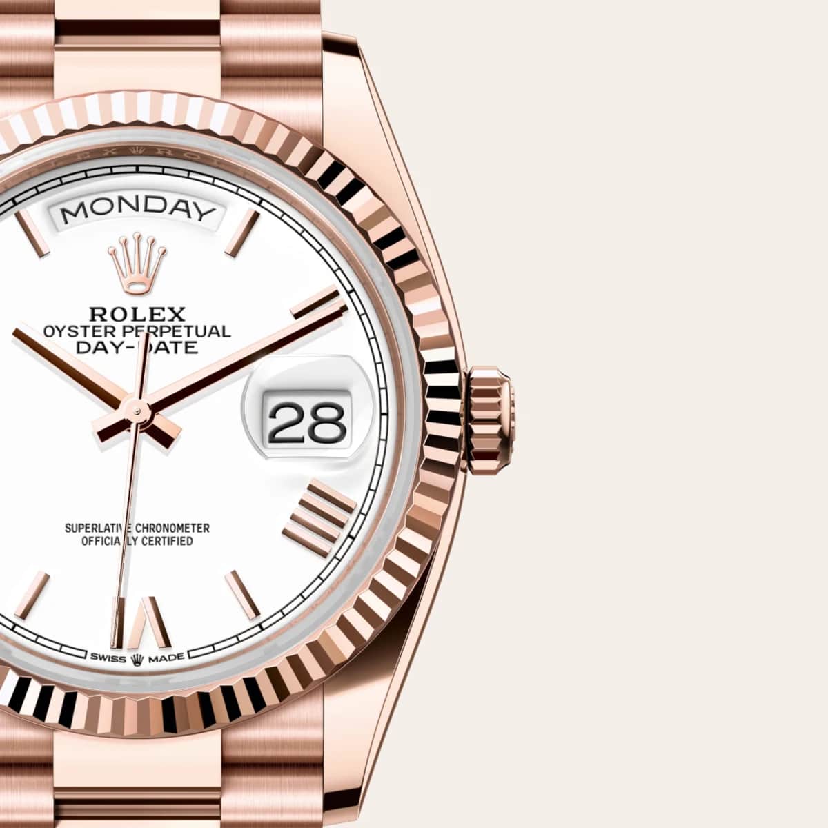 Rolex Day-Date 36 in 18 ct Everose gold, M128235-0070 - Bucherer