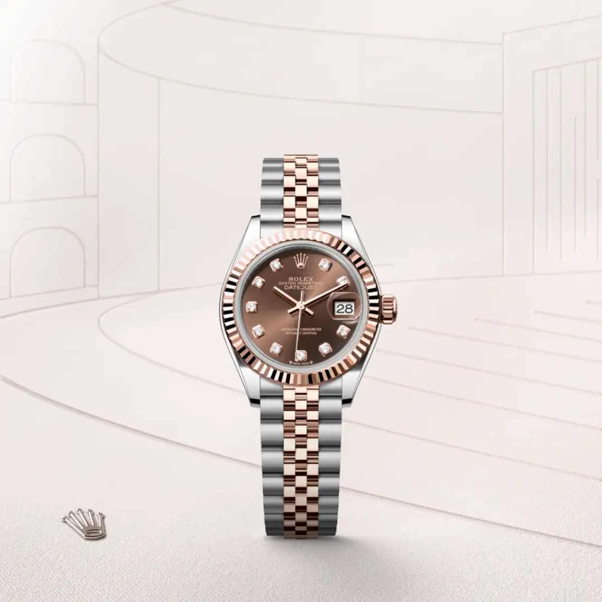 Rolex Datejust 28 in Everose Rolesor - combination of Oystersteel and Everose gold, M279171-0011 - Bucherer