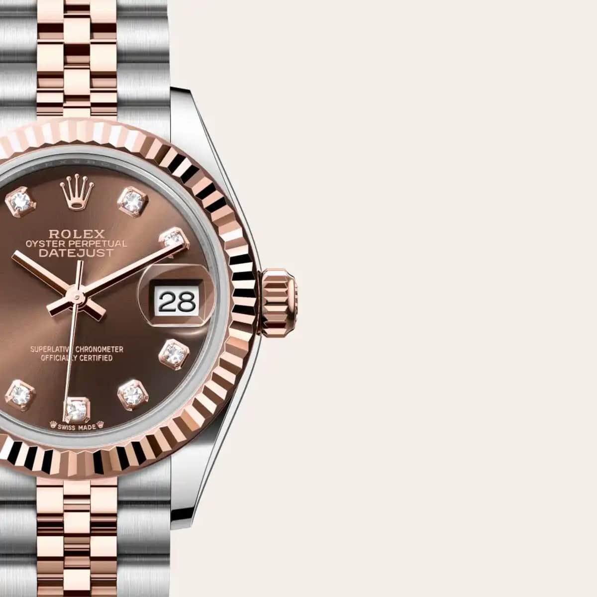 Rolex Datejust 28 in Everose Rolesor - combination of Oystersteel and Everose gold, M279171-0011 - Bucherer