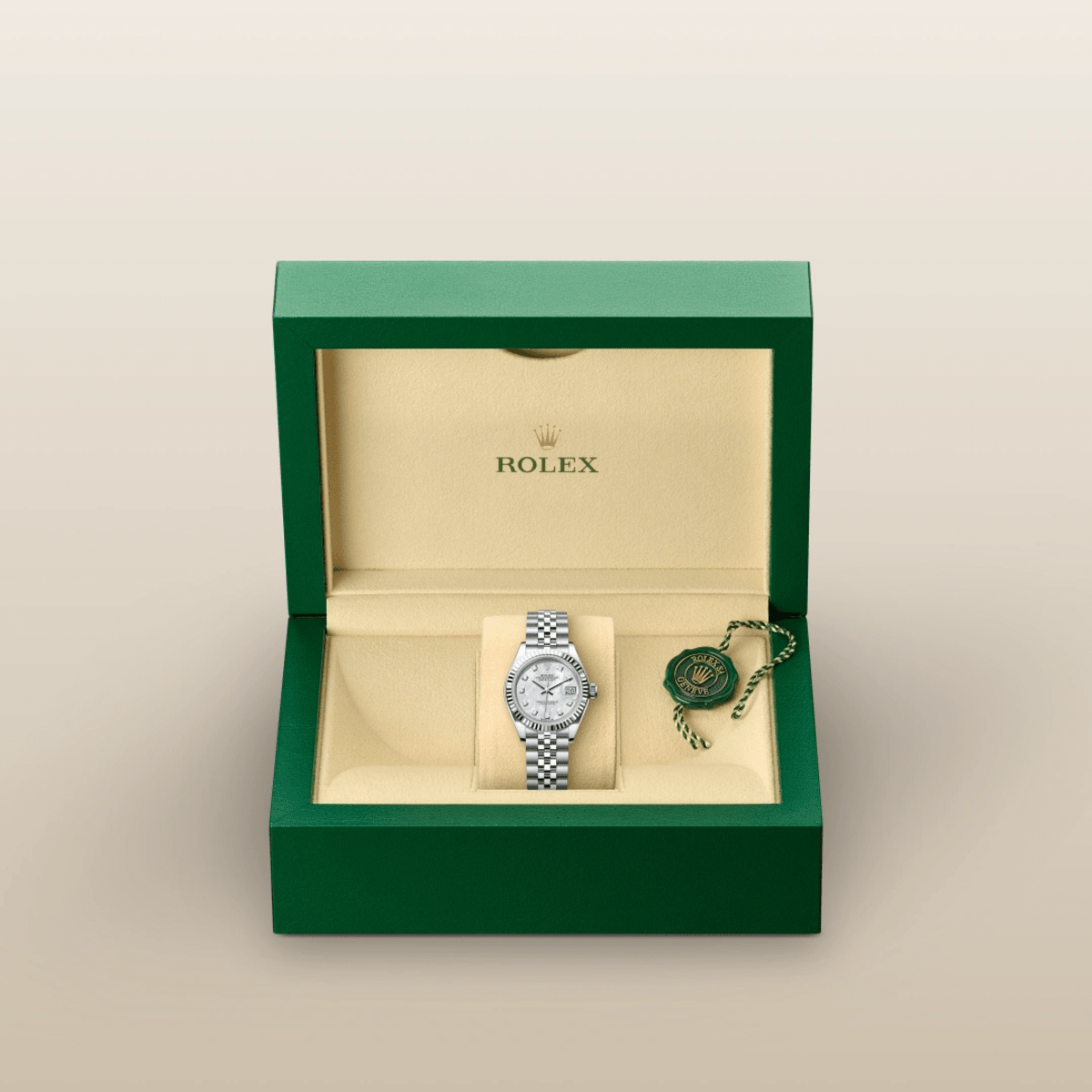 Rolex Lady-Datejust 28 i White Rolesor - combination of Oystersteel and white gold, M279174-0009 - Bucherer