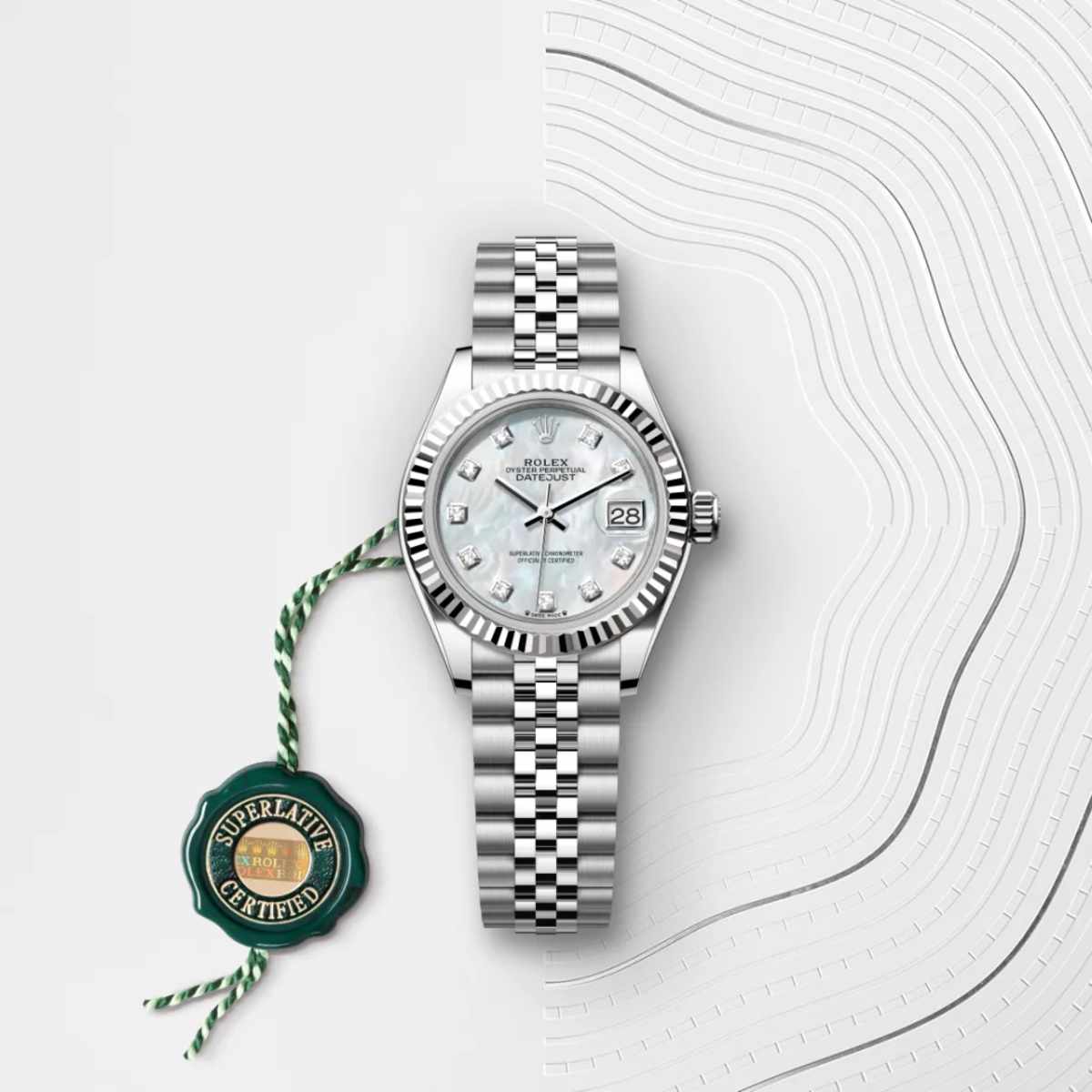 Rolex Lady-Datejust 28 i White Rolesor - combination of Oystersteel and white gold, M279174-0009 - Bucherer
