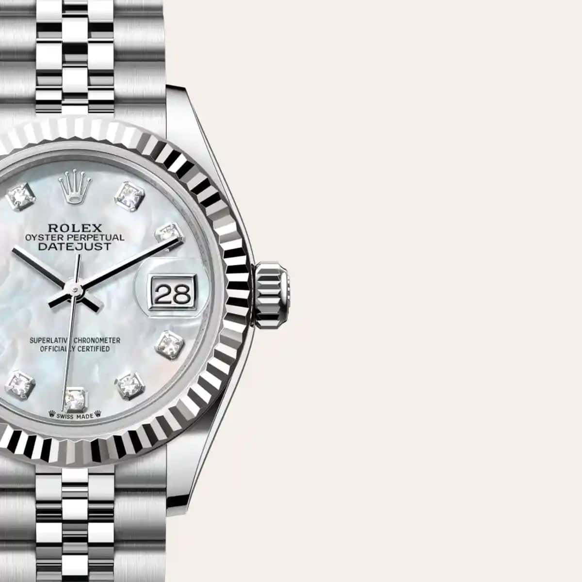 Rolex Datejust 28 in White Rolesor - combination of Oystersteel and white gold, M279174-0009 - Bucherer