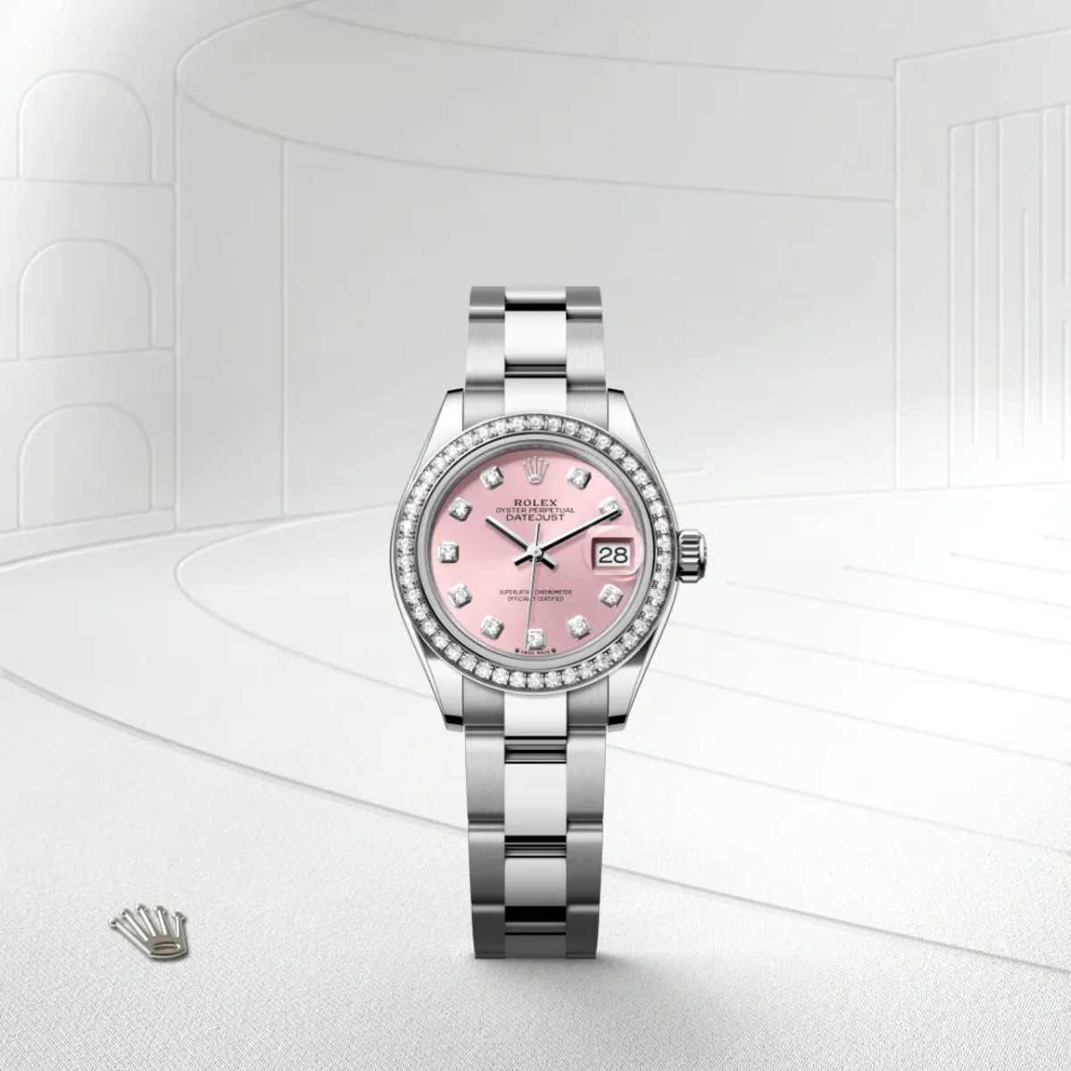 Rolex Lady-Datejust 28 
 en Rolesor gris – combinaison d’acier Oystersteel et d’or gris, M279384RBR-0004 - Bucherer
