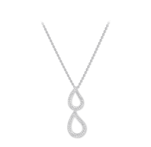 Necklace with Pendant, white gold - Lacrima, 