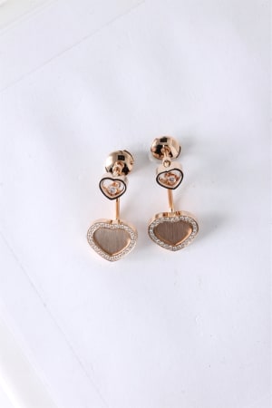 Earrings, rose gold - Happy Hearts, 