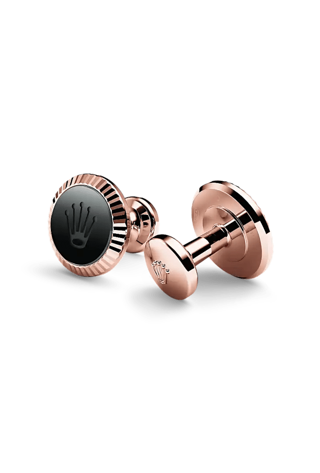 Rolex Accessoires ‘Fluted’ cufflinks in Everose gold and ceramic, A1035 - Bucherer