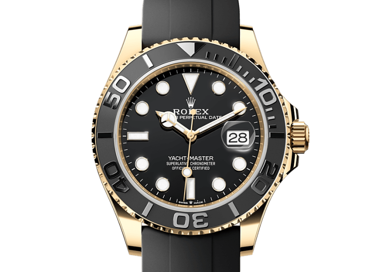 Rolex Yacht-Master 40mm Everose Gold Black Dial Oysterflex for