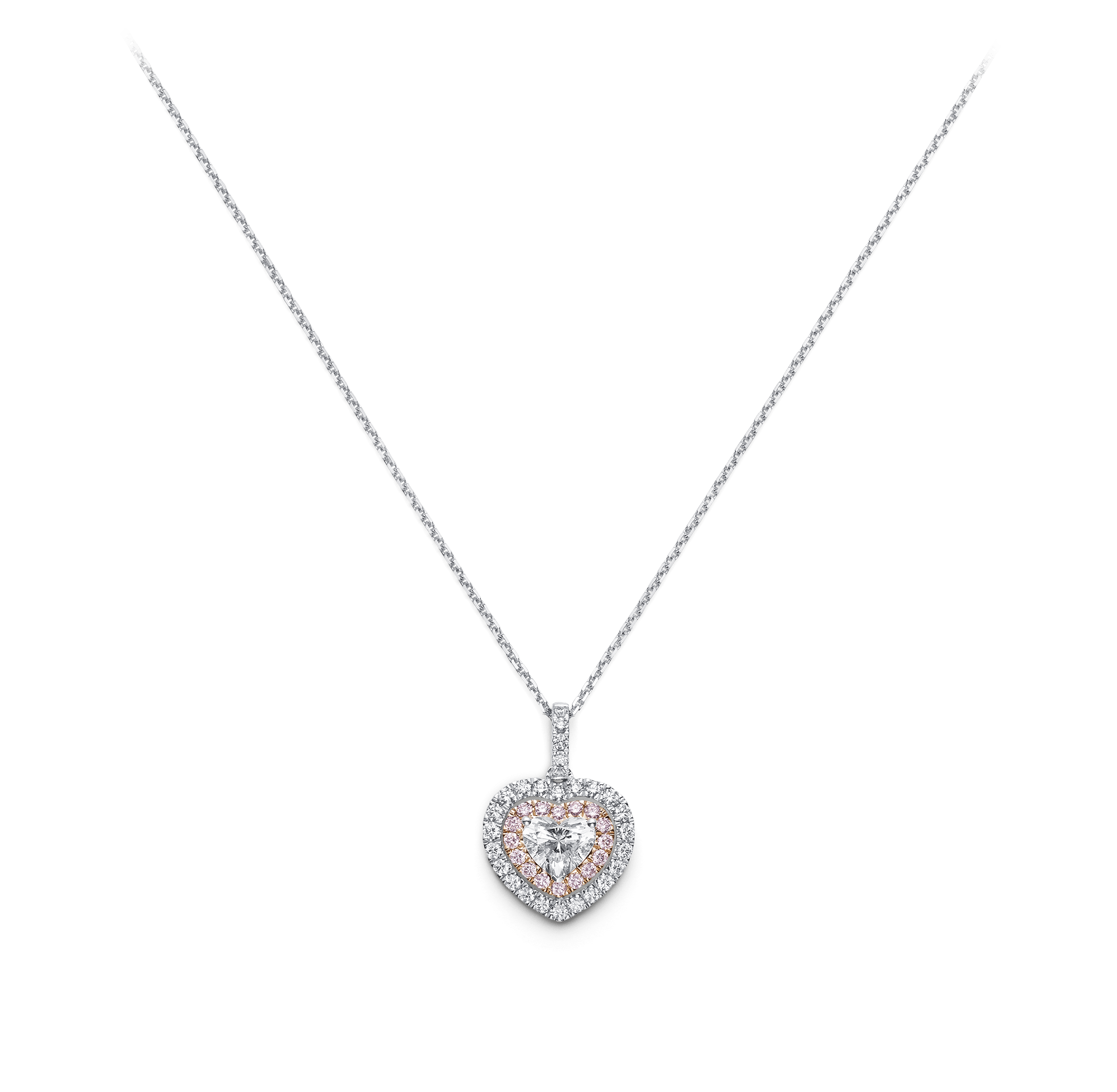 Chain with pendant, bicolor - Pink Diamonds main image