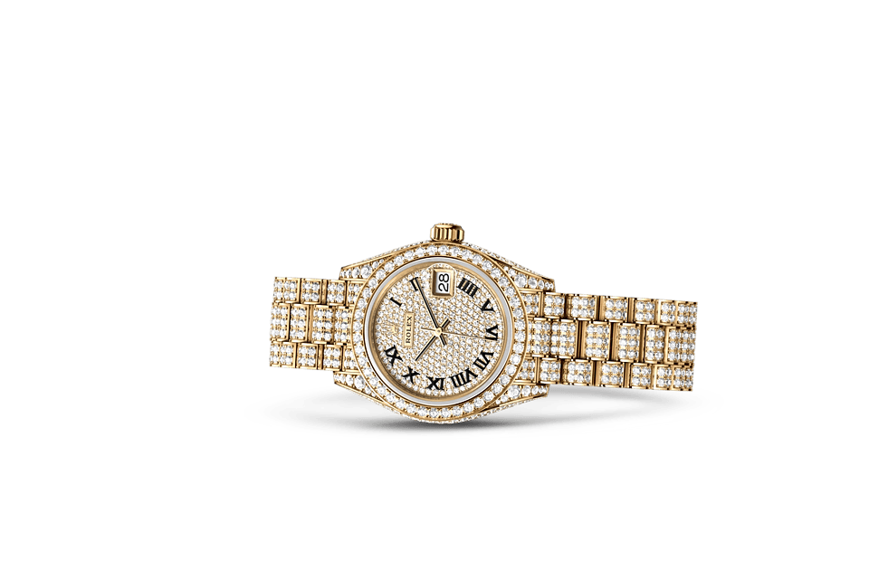 Rolex Lady-Datejust 28 in 18 Karat Gelbgold, Flanken des 