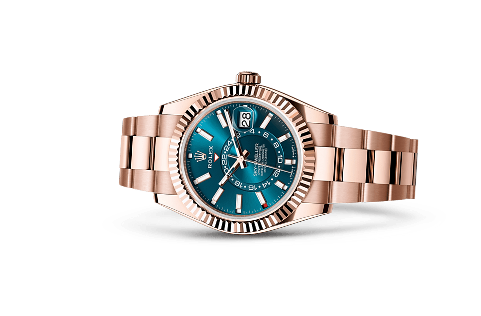 Brand new 2021 rolex skydweller in discount 18ct everose gold with a chocolate dial