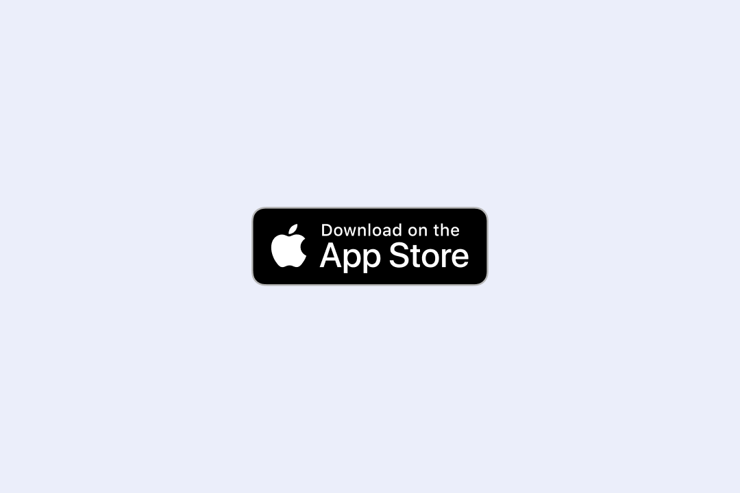 Black "Download on the App Store" button with a white Apple logo on a light gray background.