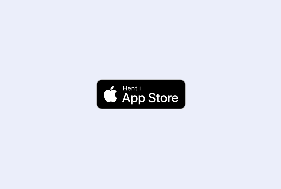 Sort "Download i App Store"-knap med Apple-logoet og den norske tekst "Hent i App Store".