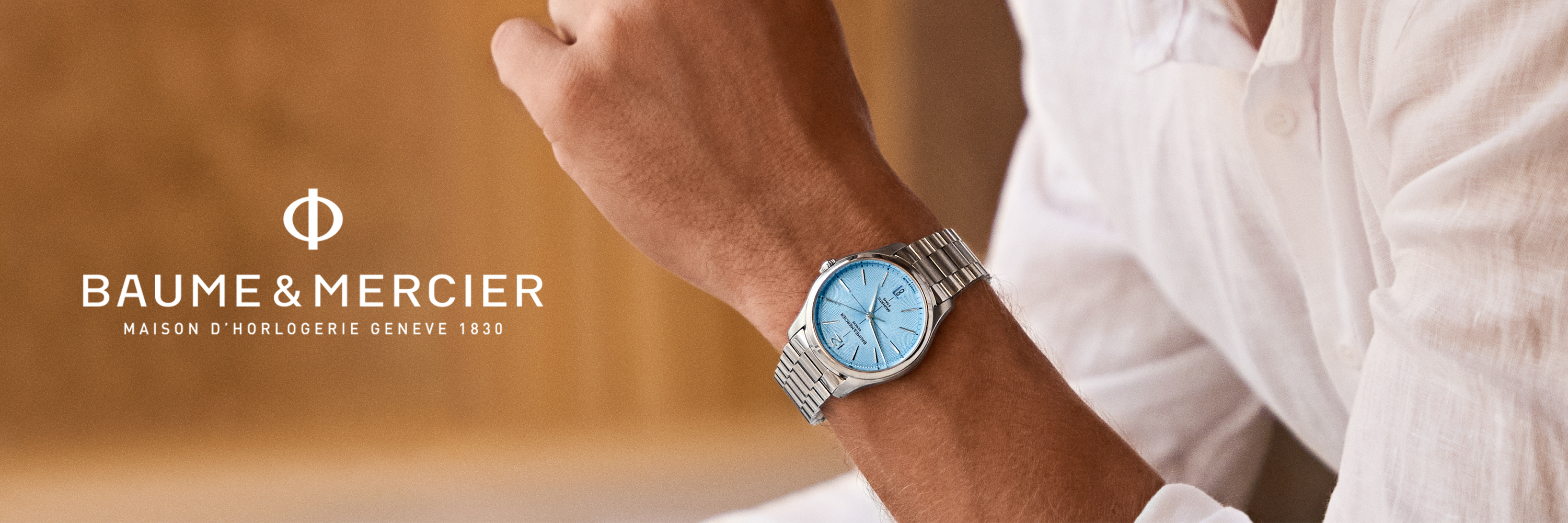 Baume & Mercier Riviera in stainless steel on a woman's wrist.